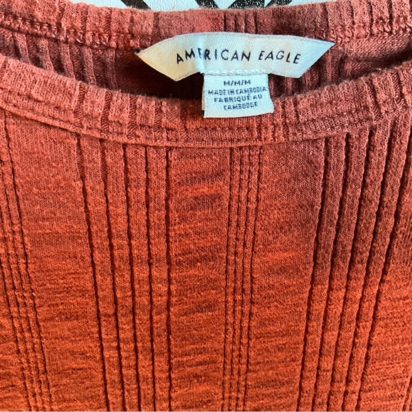 American eagle Rib t-shirt dress shirt sleeve rust 2000s - Picture 2 of 3